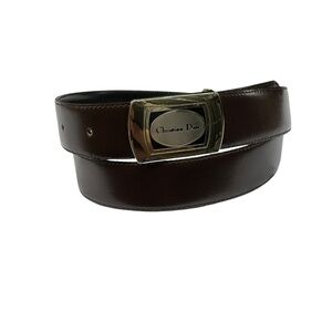 Vintage Genuine CHRISTIAN DIOR Black Brown Reversible Leather Belt 36